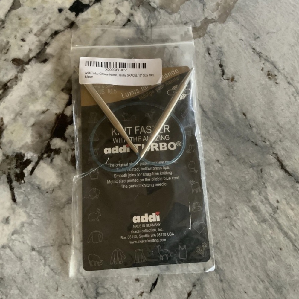 Addi Turbo Nickel Plated Circular Needle - 16”, US10.5